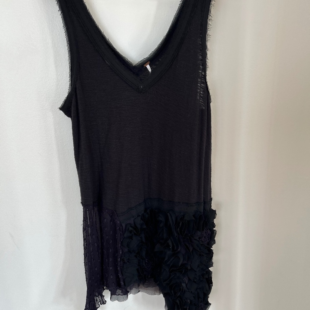 Free People Black Tunic Dress/Top with lace trim